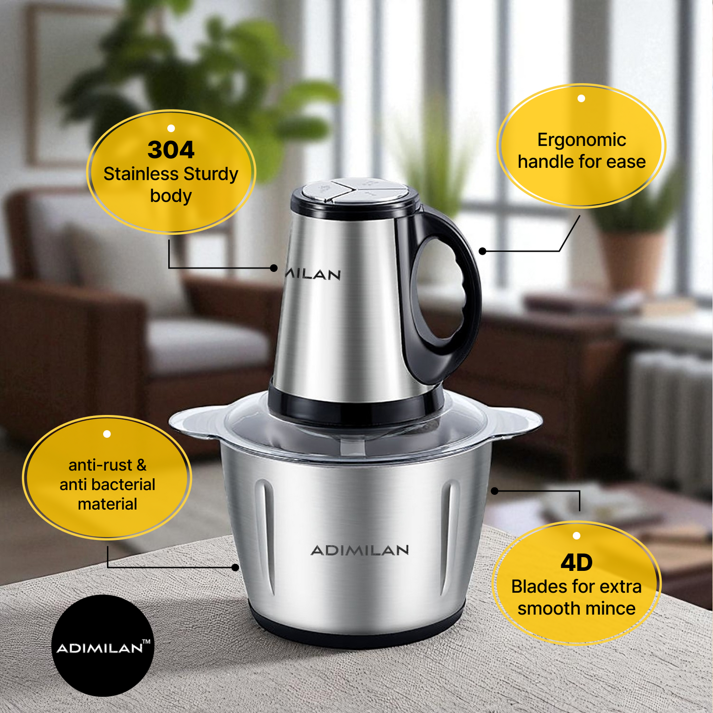 2L Electric vegetable Chopper & Meat Grinder 300 Watt