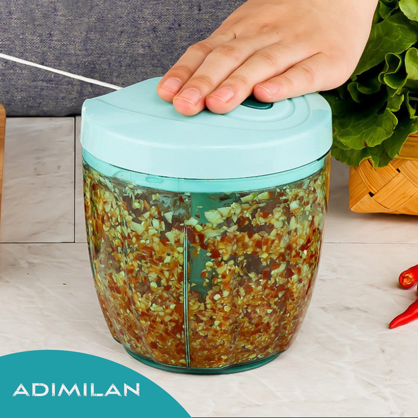 ADIMILAN Manual Hand Pull String Vegetable Chopper for Kitchen