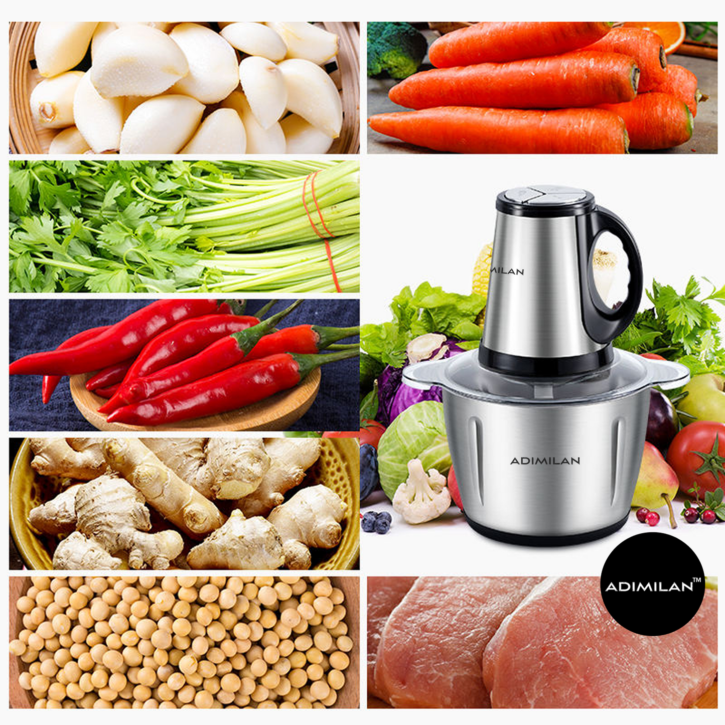 2L Electric vegetable Chopper & Meat Grinder 300 Watt